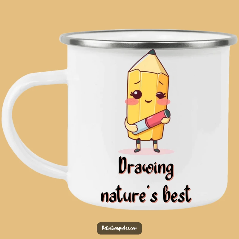 Funny Blushing Pencil Camping Mug: Outdoor Artist's Creative Escape Gift