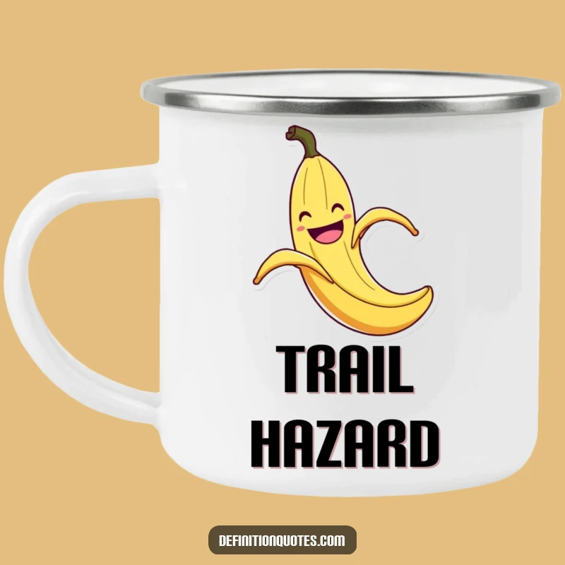 Funny Banana Peel Slip Camping Mug: Enamel Flair Brew, Outdoor Gift