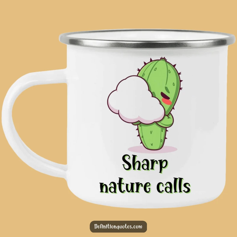 Funny Kawaii Cactus Hugging Cloud Camping Mug - Rugged & Hilarious Awkward Gift