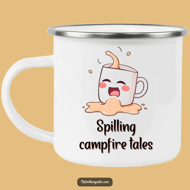 Funny Kawaii Coffee Mug Spill Camping Mug - Rugged & Hilarious Outdoor Brew Buddy