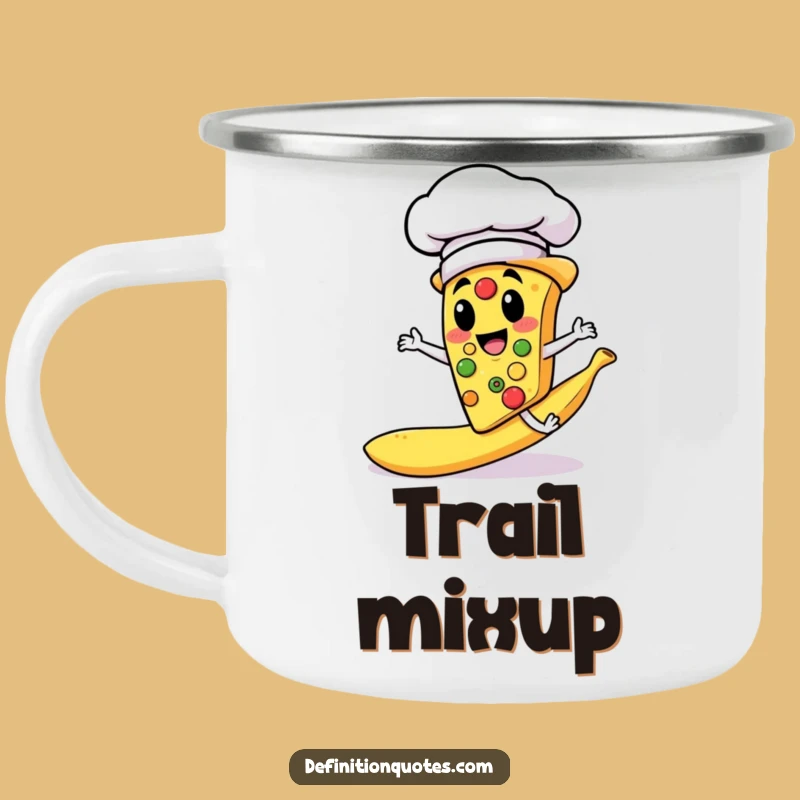 Funny Pizza Chef Slipping Banana Peel Camping Mug - Outdoor Laughs!