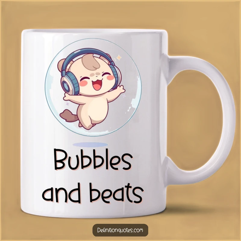 Funny Dancing Bubble Creature Mug: Groovy Headphones Dance, Perfect Funny Gift