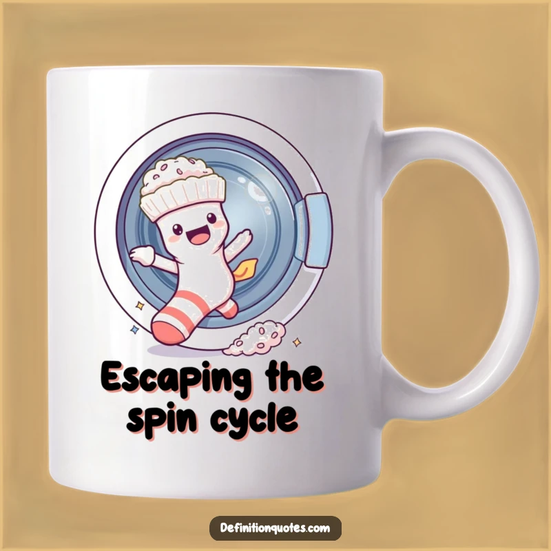 Funny Escaping Sock Mug: Hilarious Laundry Day Struggle Gift