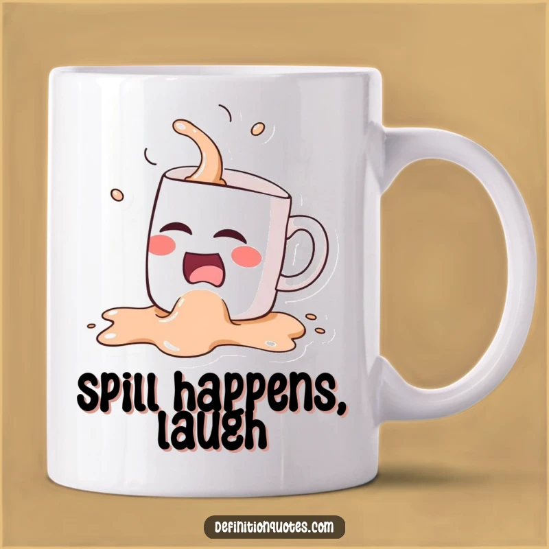 Funny Kawaii Spilling Coffee Mug - Hilarious Laughing Mug Gift for Baristas
