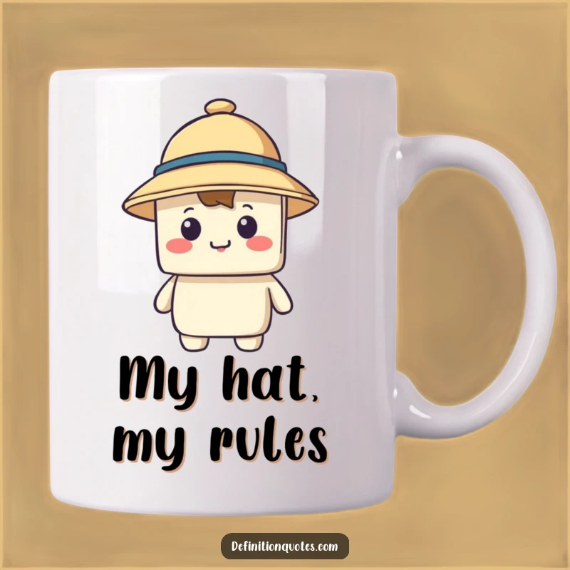 Funny Small Hat Blocky Mug - Hilarious Headwear Mishap Gift!