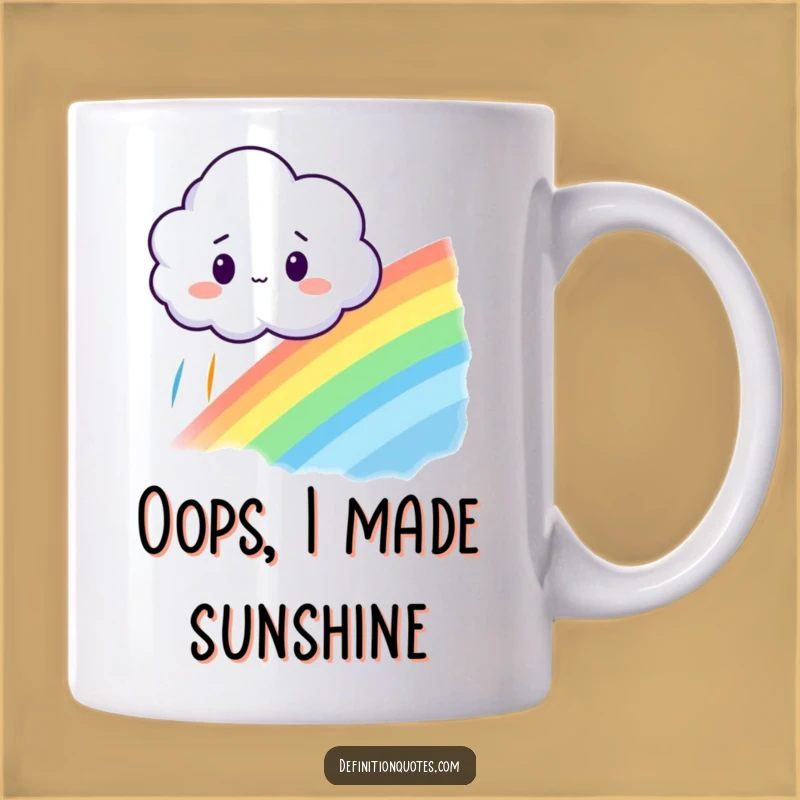 Funny Surprised Cloud Mug - Accidental Rainbow Surprise Gift for Dreamers