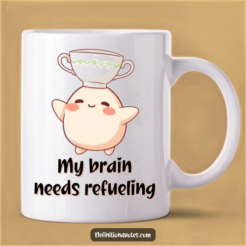 Funny Teacup Headblob Mug: Adorable Blob Character Balancing Act, Perfect Funny Gift