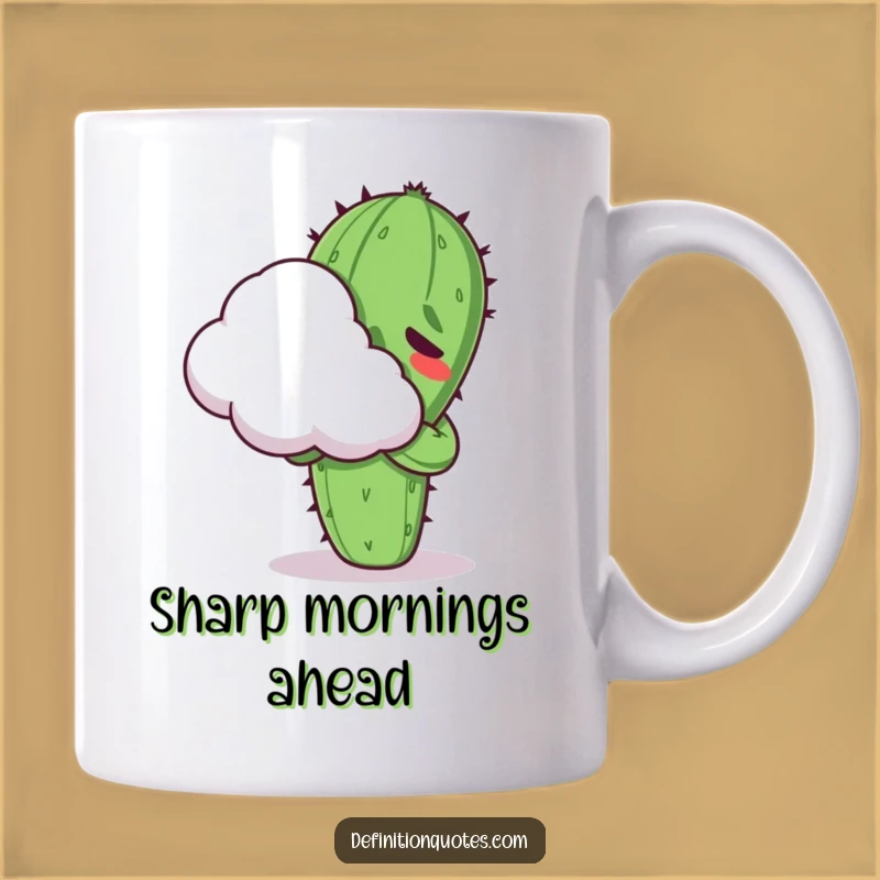 Funny Kawaii Cactus Hugging Cloud Mug - Hilarious Awkward Gift for Introverts