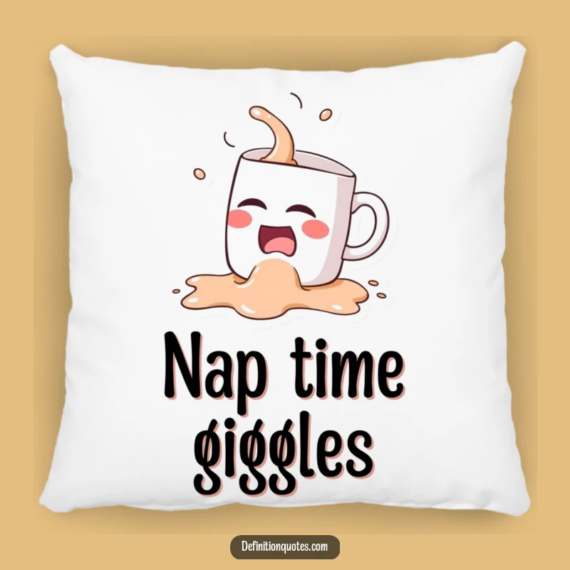 Funny Kawaii Coffee Mug Spill Pillow - Comfy & Hilarious Decor for Coffee Nooks