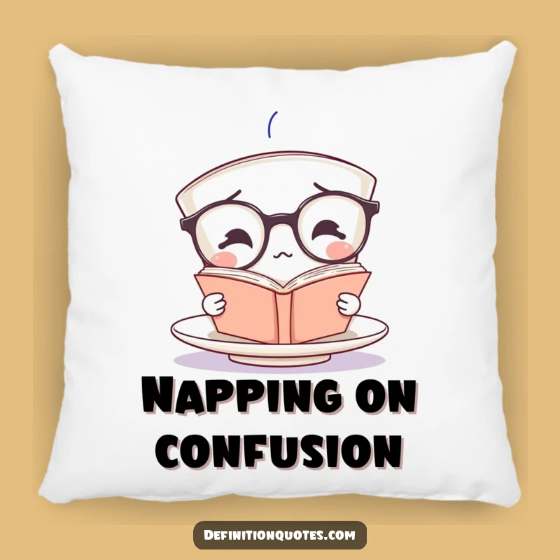 Funny Teacup Pillow: Cozy & Hilarious Spectacled Reader Decor