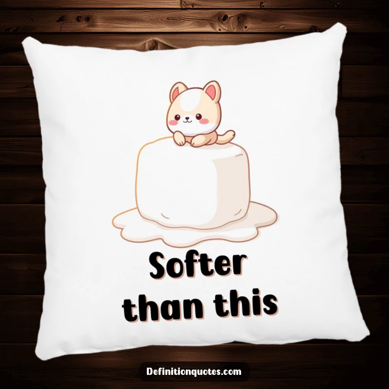 Funny Pillow: A cute animal character slipping on a giant, melting marshmallow, offering comfort and humor.