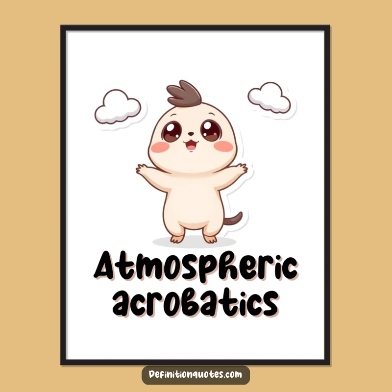 Funny Cloud Juggler Digital Art: Whimsical Creature Art, Instant Funny Gift