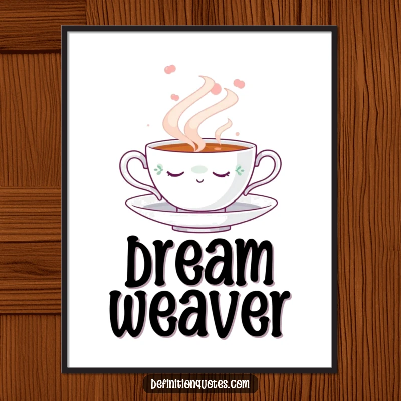 Funny Napping Teacup Digital Art Print: High-resolution digital download of a cute teacup peacefully napping in a cloud of steam, a funny artistic touch.