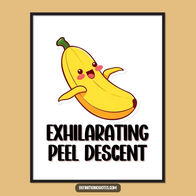 Funny Kawaii Banana Sliding Digital Print: Instant Ecstatic Art for Your Walls