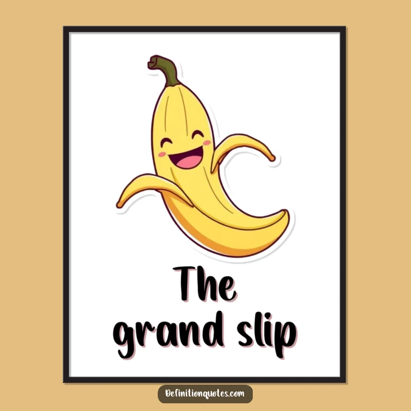 Funny Banana Peel Slip Digital Art: Exaggerated Flair Download, Instant Gift