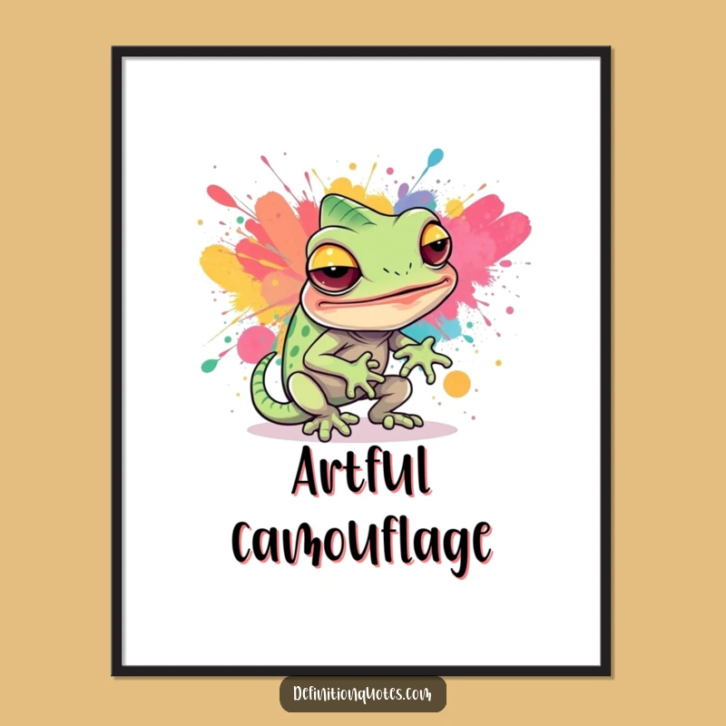 Funny Chameleon Paint Digital Art: Instant Wall Decor for Art Lovers