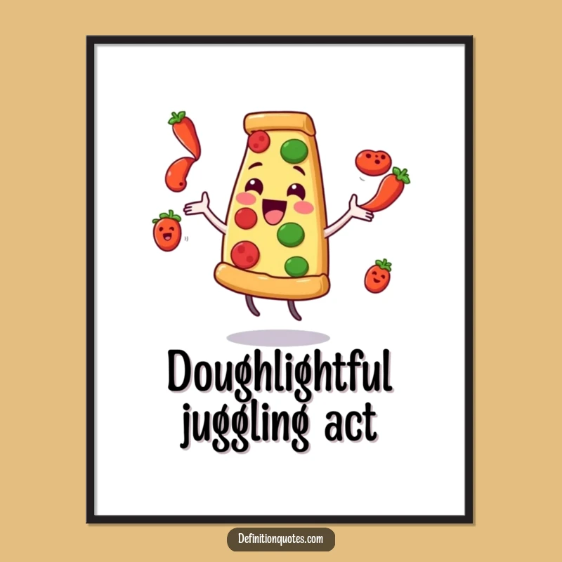 Funny Pizza Juggling Pepperoni Digital Art: Instant Comical Foodie Decor for Your Walls