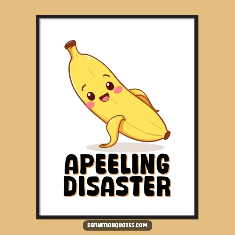 Funny Slipping Banana Digital Art: Comical Fruit Fun, Instant Funny Decor Gift