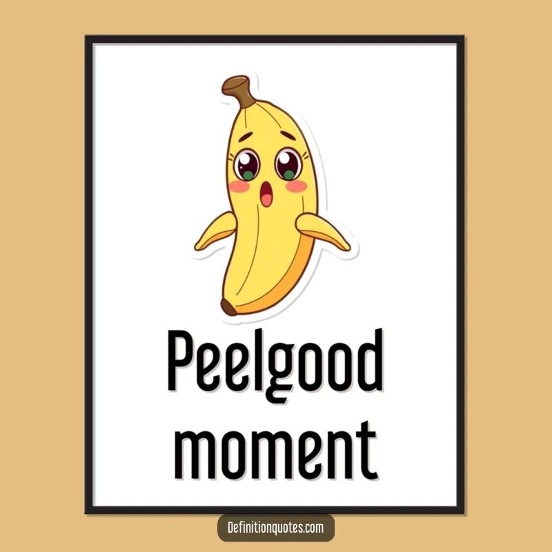 Funny Surprised Banana Peel Slide Digital Art - Instant Character Decor for Humorous Spaces