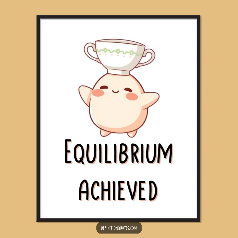 Funny Teacup Headblob Digital Art: Whimsical Blob Balancing, Instant Funny Gift