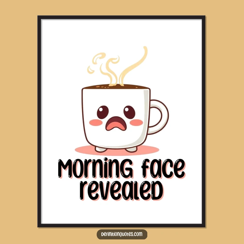 Funny Startled Coffee Mug Digital Art: Instant Comical Morning Decor for Your Space