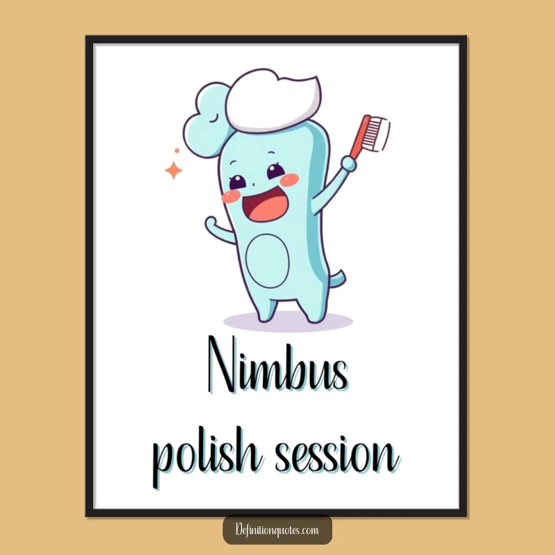 Funny Kawaii Toothbrush Cloud Brushing Digital Print: Instant Hilarious Decor for Your Walls