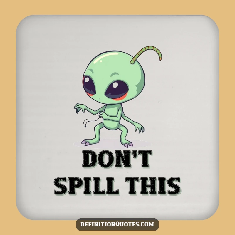 Funny Clumsy Alien Coaster Set - Sci-Fi Character Tripping Drink Protection for Tables