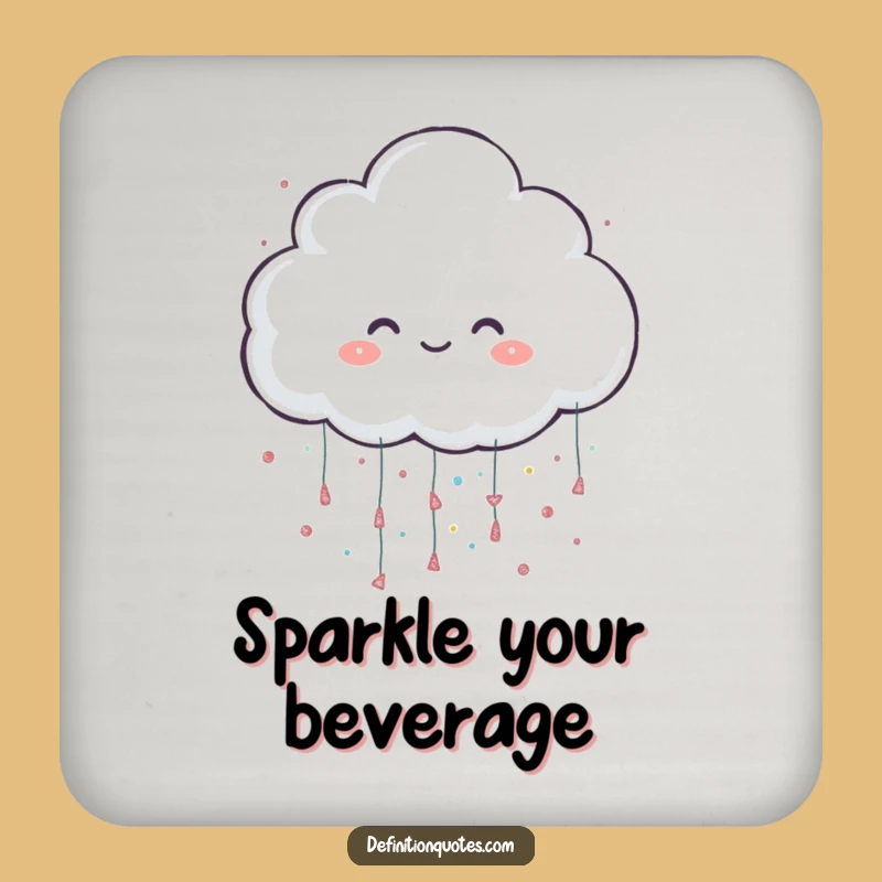 Funny Coaster: Cheerful Cloud Raining Glitter, Protecting Surfaces with Sparkle