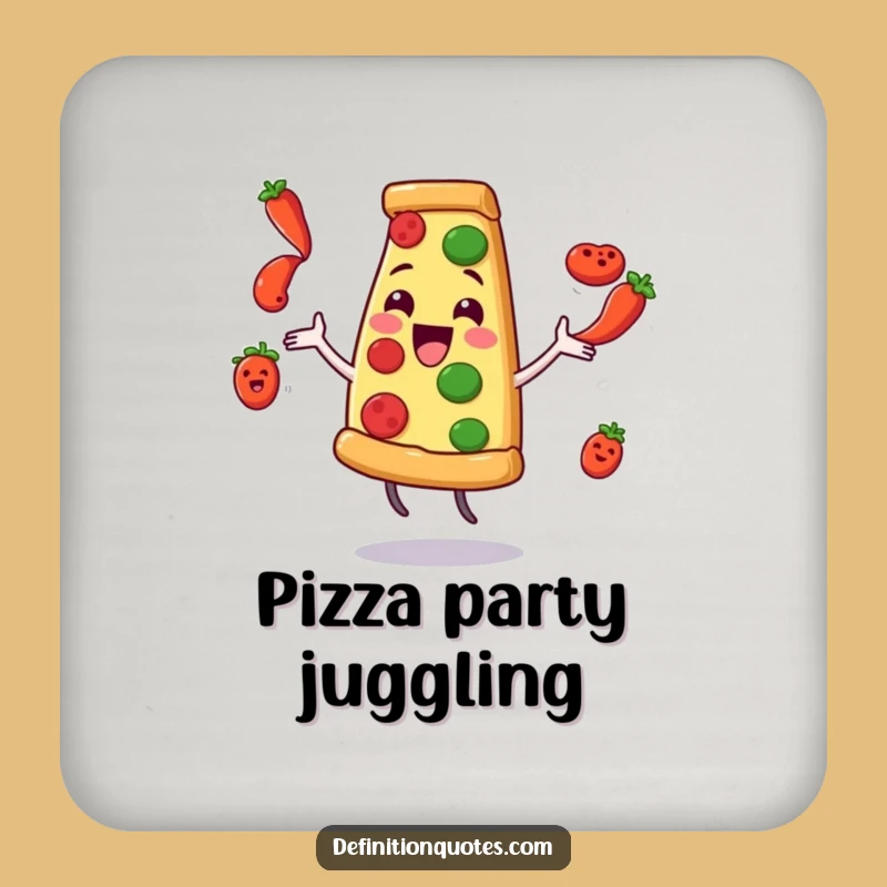 Funny Pizza Juggling Pepperoni Drink Coasters: Protect Surfaces with Comical Foodie Charm