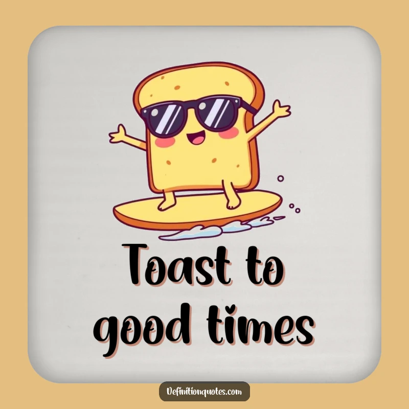 Funny Kawaii Toast Surfing Crumb Coaster - Protect Surfaces Hilariously