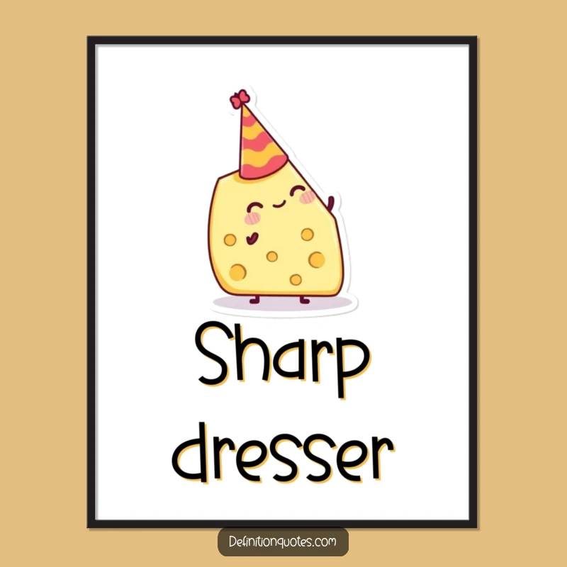 Funny Cheese Hat Poster: Hilarious Party Art for Foodie Spaces