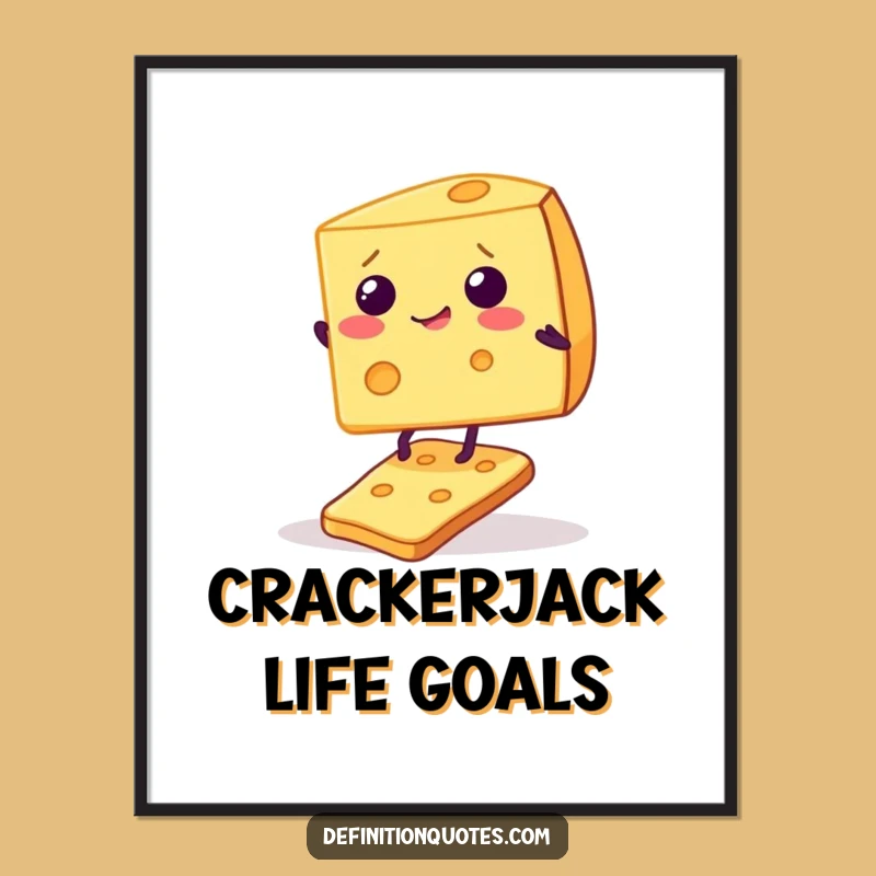 Funny Giggling Cheese Cracker Poster: Whimsical Wall Art for Foodie Fun