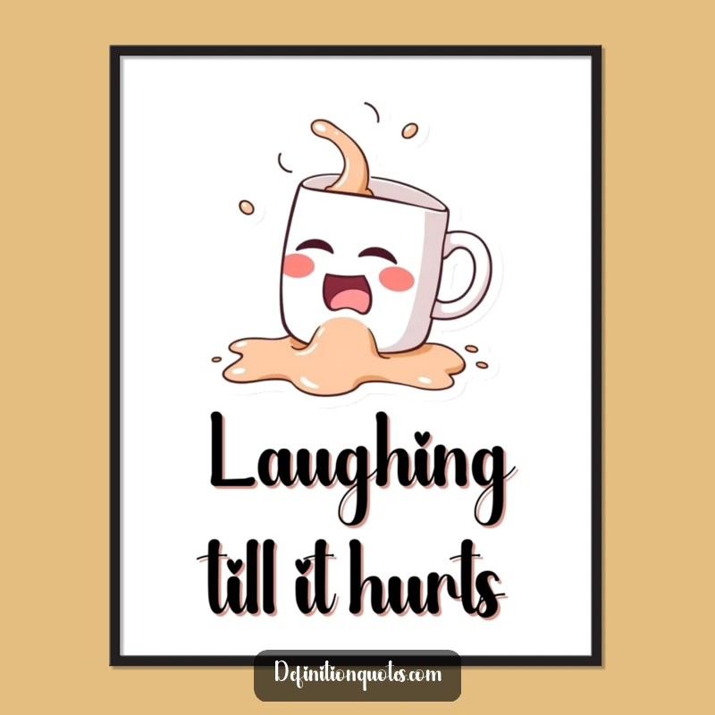 Funny Kawaii Coffee Mug Spill Poster - Hilarious Wall Art for Cafes