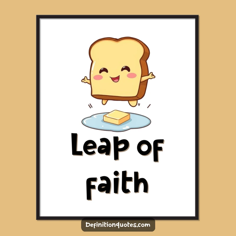 Funny Toast Jumping Butter Poster: Hilarious Breakfast Character Art for Wall Decor