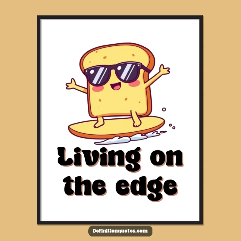 Funny Kawaii Toast Surfing Crumb Poster - Hilarious Wall Art Gift