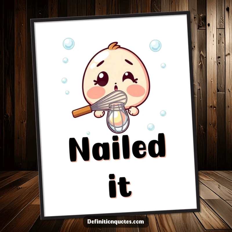 Funny Poster: Surprised whisk dramatically failing to whisk a single bubble, bringing kitchen humor to wall art.