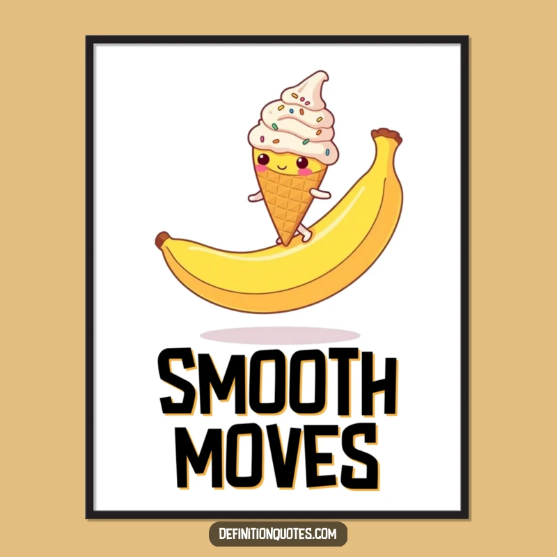 Funny Ice Cream Cone Poster: Hilarious Sprinkled Character Slipping Art Print Funny Gift