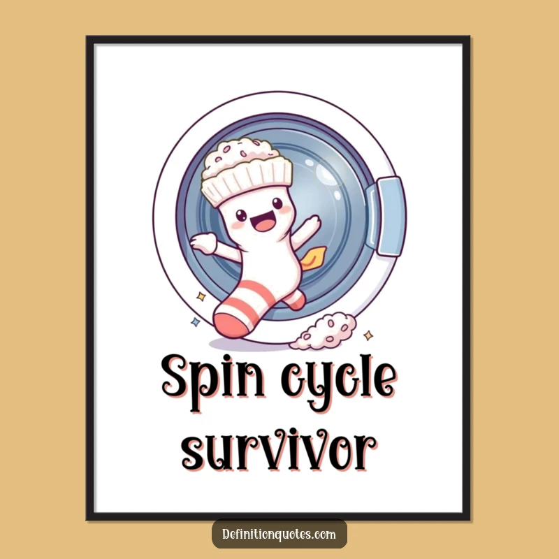 Funny Escaping Sock Poster: Hilarious Laundry Day Art