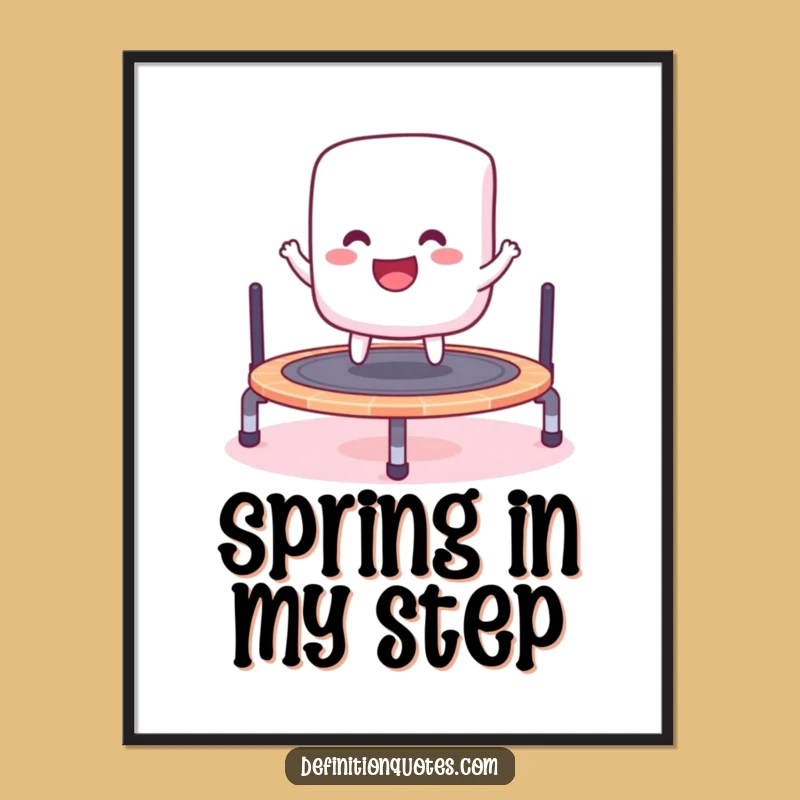 Funny Marshmallow Trampoline Poster - Cheerful Wall Art for a Playful Space