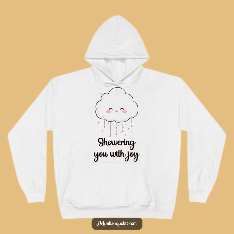 Funny Hoodie: Cheerful Cloud Character Raining Glitter for Cozy Magic