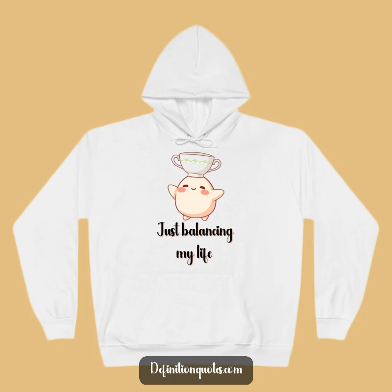 Funny Teacup Headblob Hoodie: Cozy Blob Character Balancing, Perfect Funny Gift