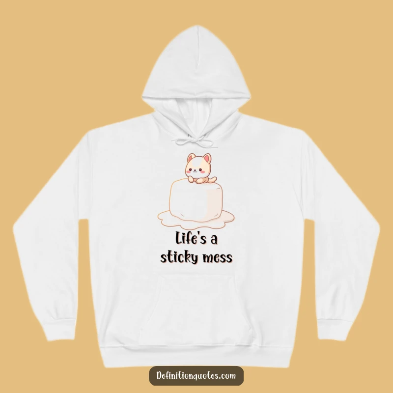 Funny Marshmallow Slip Hoodie: Cozy Animal's Sweet Mishap, Perfect Funny Gift