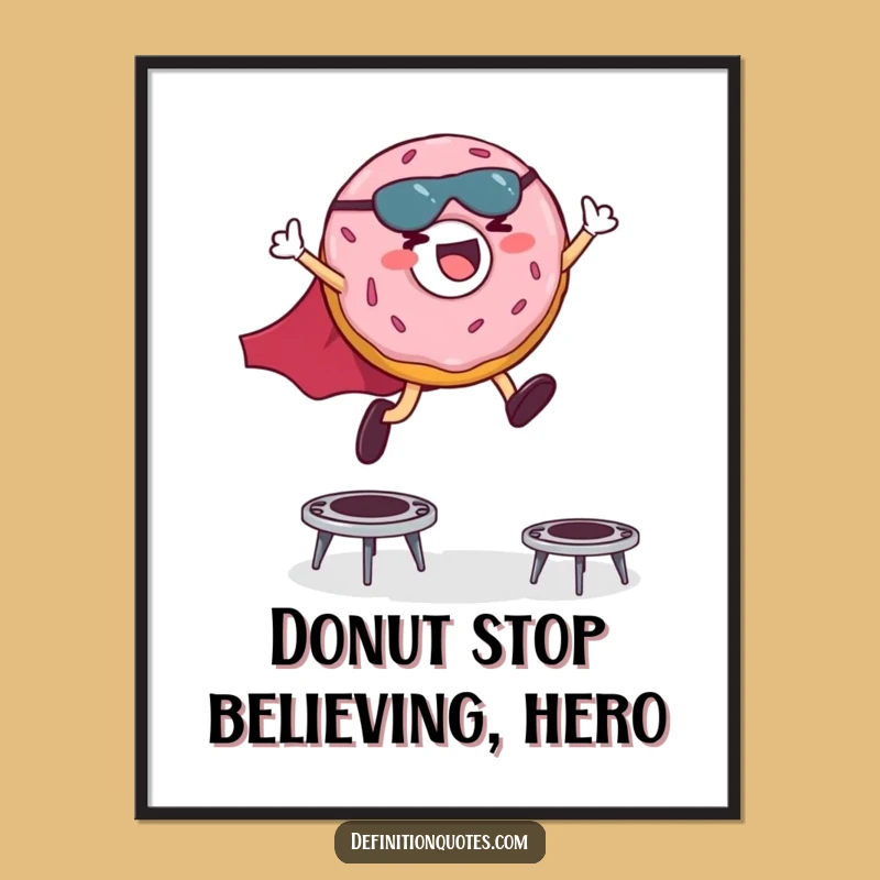 Funny Free Printable Wall Art: Donut Superhero Leap - Hilarious Downloadable Decor