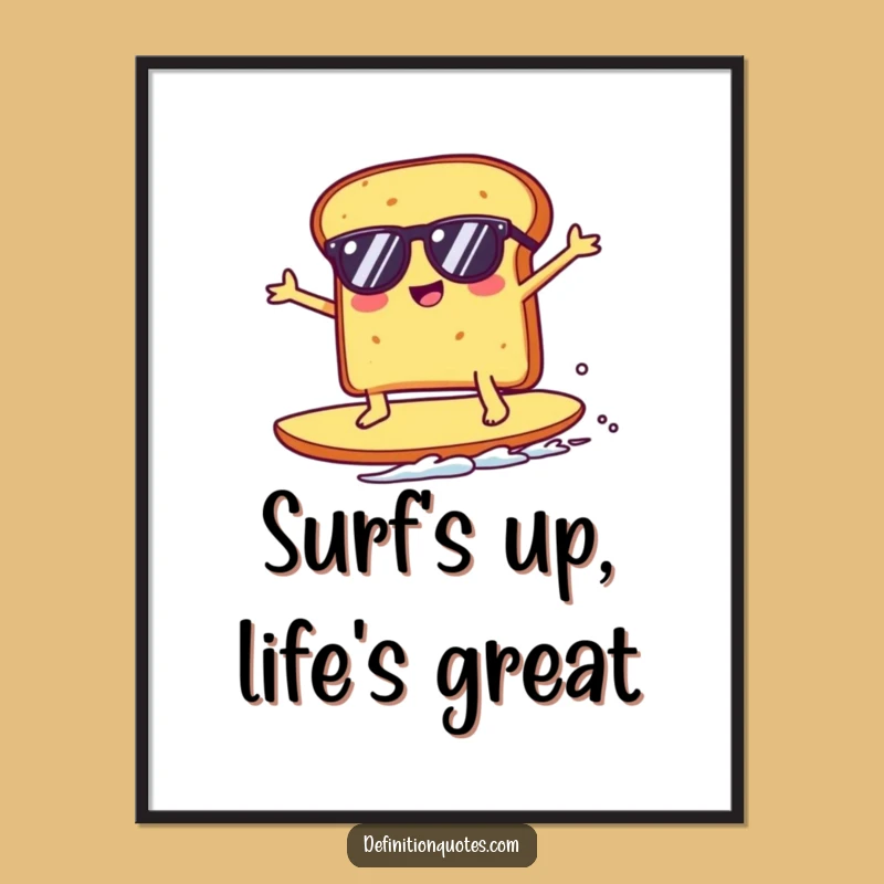 Free Printable Wall Art: Funny Kawaii Toast Surfer, Hilarious Downloadable Decor