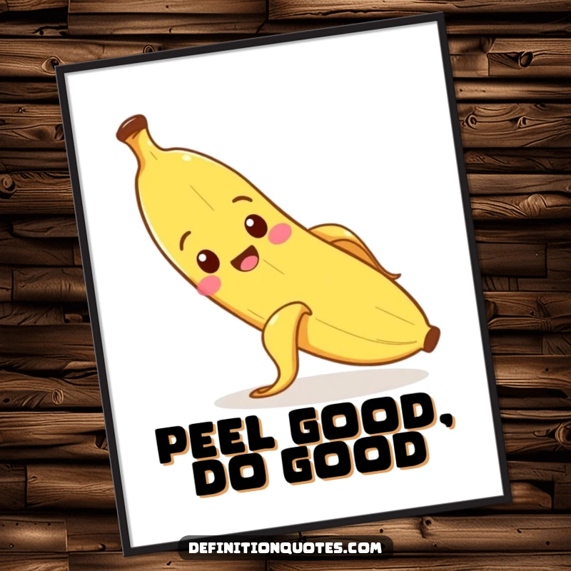 Funny Free Printable Wall Art of a joyful banana comically slipping on its own peel, a hilarious downloadable decor.
