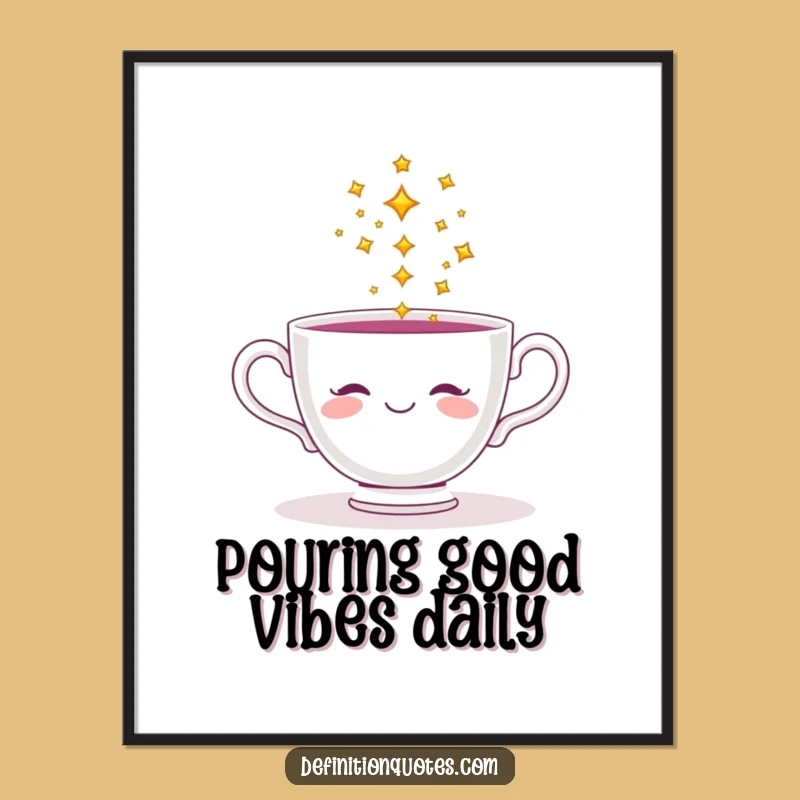 Free Printable Wall Art: Smiling Teacup Stars, Funny Downloadable Decor