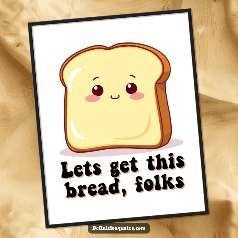 Funny Free Printable Wall Art: A curious piece of toast peeking out from behind an enormous pat of butter. Whimsical kitchen decor.