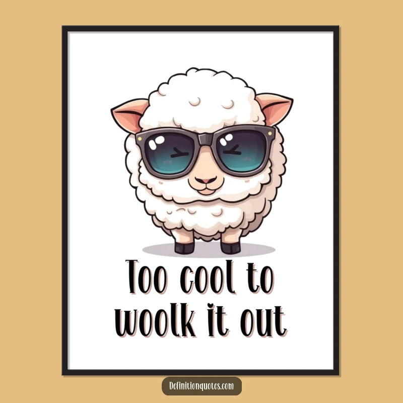 Funny Free Printable Wall Art: Sheep Sunglasses Art Downloadable Gift