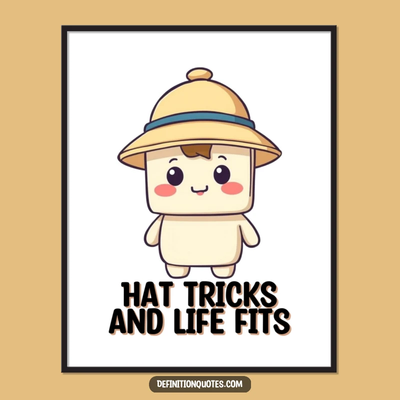 Funny Free Printable Wall Art: Tiny Hat Character Art, Downloadable Decor