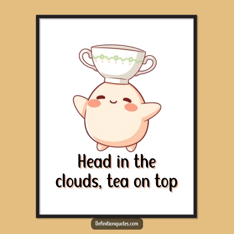 Funny Free Printable Wall Art: Blob Teacup Balance - Quirky Downloadable Decor for a Laugh